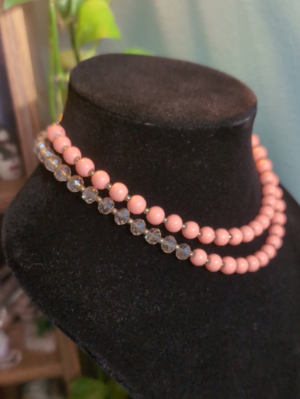 Charming Charlie Pink Coral Double-Strand Bead Necklace